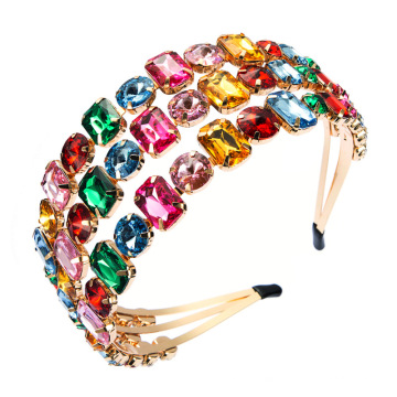 Bandeau fascia per capelli Wide Gem Stone Headband Luxury Hair Accessories Baroque Gorgeous Rhinestones Alloy Retro Hairband